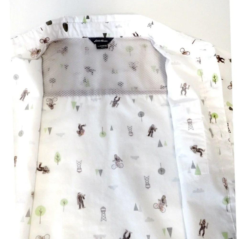 Eddie Bauer Boys M 10/12 Button Down Outdoor‎ Adventure Print Short Sleeve